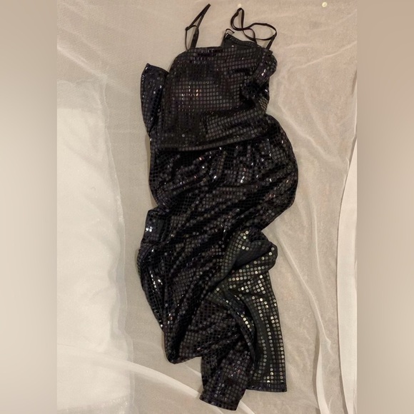 Troika black sheer sequin gown dress with slit - Picture 13 of 14